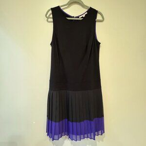 💜 LOFT Black & Purple Sleeveless Dress | Size 12 | Excellent Condition